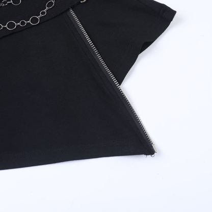 Gothic Draped Collar Sleeveless Top With Metal Chain Decor - image 7