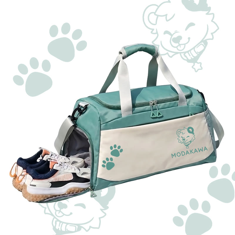 MODAKAWA X popipeko Puppy Graphic Large Capacity Sports Gym Duffel Bag - Green - 55*28*26 cm - image 4