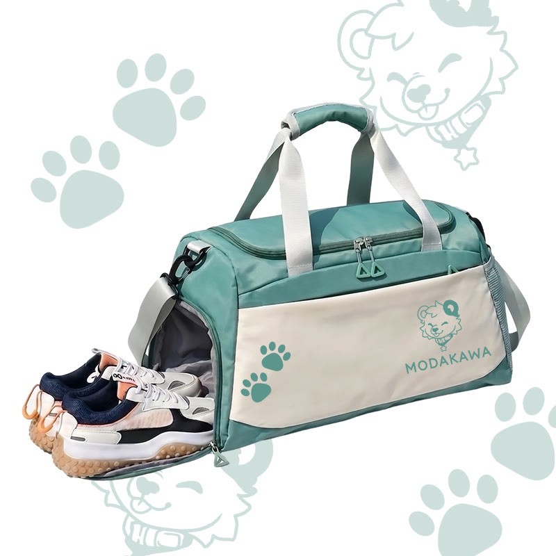 MODAKAWA X popipeko Puppy Graphic Large Capacity Sports Gym Duffel Bag - Green - 55*28*26 cm - image 4