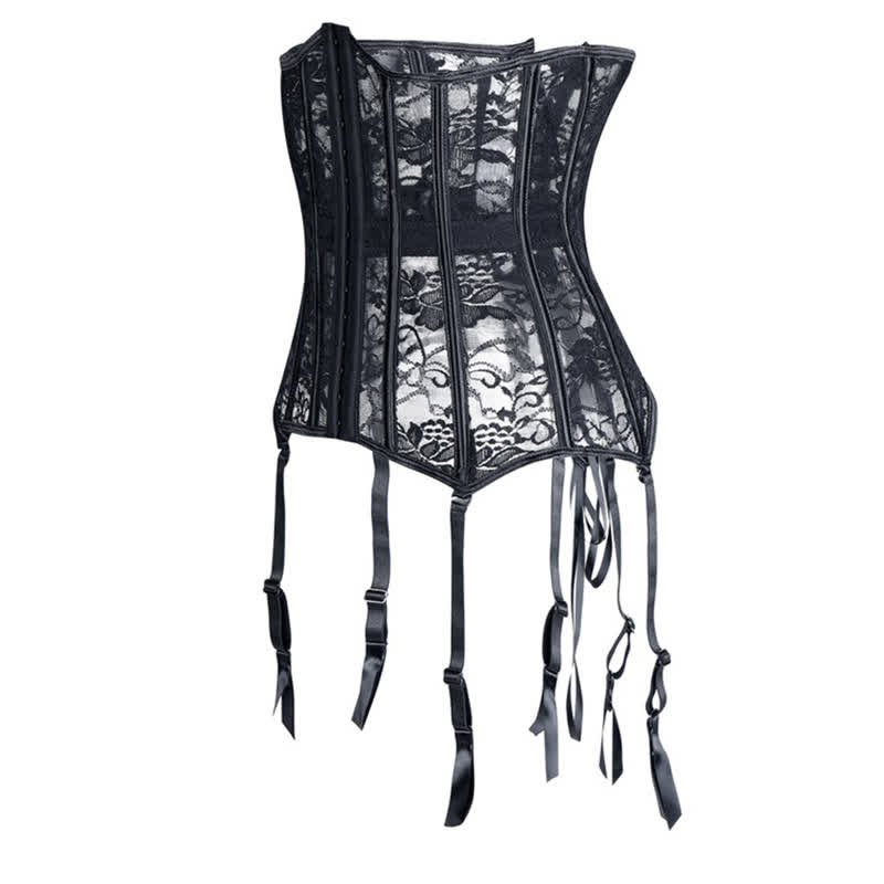 Lace See Through Corset Tops With Garter - image 5