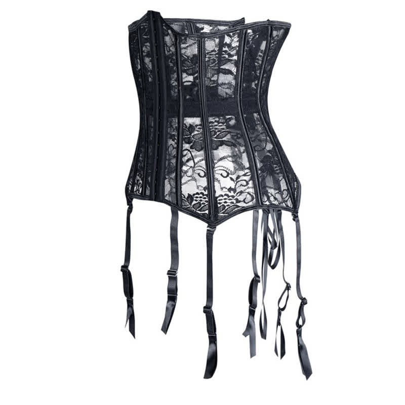 Lace See Through Corset Tops With Garter - image 5