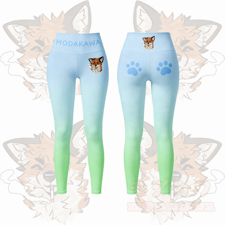 MODAKAWA X atka Smoking Fox Graphic Gradient Sports Bra Top Leggings Matching Outfit - Green Leggings - 5XL - image 6