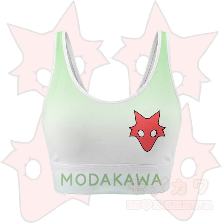 MODAKAWA X TiramisuRat Rat Graphic Gradient Sports Bra Top Leggings Matching Outfit - Green Top - 5XL - image 5