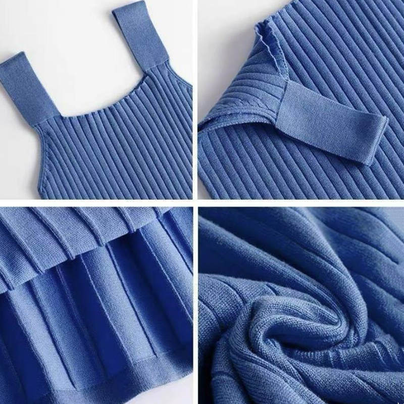 Irregular Short Sweater Slip Dress Matching Outfit - image 10