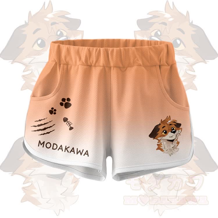 MODAKAWA X atka Fox Graphic Crop Tank Sport Top Shorts Bikini Matching Outfit - Orange Shorts - 5XL - image 9