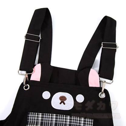 High Quality Durable Press Bear Embroidery Pendant Plaid Overalls - image 10