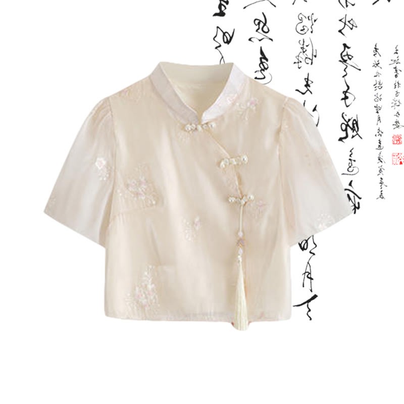 Bow Print Print T-Shirt High Waist Pleated Skirt - Apricot Shirt - XL - image 4