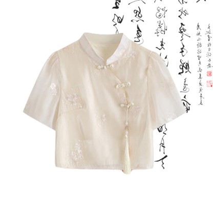 Bow Print Print T-Shirt High Waist Pleated Skirt - Apricot Shirt - XL - image 4