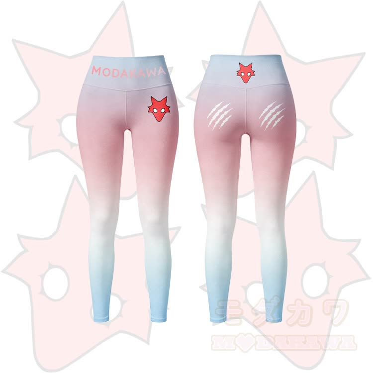 MODAKAWA X TiramisuRat Rat Graphic Gradient Sports Bra Top Leggings Matching Outfit - Pink Leggings - 5XL - image 7