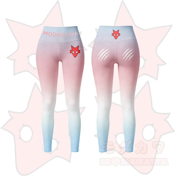 MODAKAWA X TiramisuRat Rat Graphic Gradient Sports Bra Top Leggings Matching Outfit - Pink Leggings - 5XL - image 7