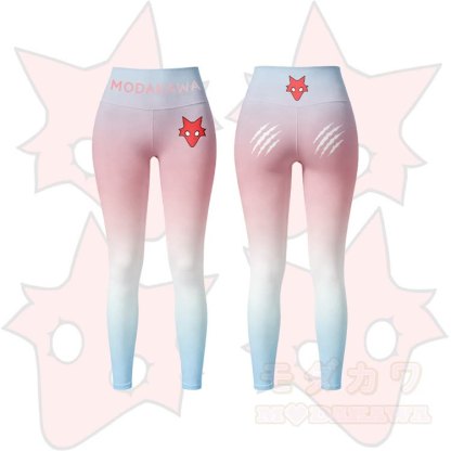 MODAKAWA X TiramisuRat Rat Graphic Gradient Sports Bra Top Leggings Matching Outfit - Pink Leggings - 5XL - image 7