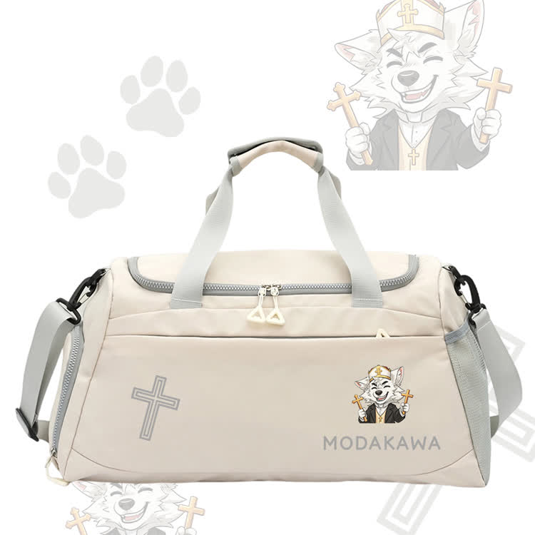 Happy Fox Cross Graphic Modakawa Large Capacity Sports Gym Duffel Bag - White - 55*28*26 cm - image 6