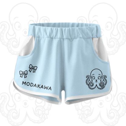 Octopus Graphic Crop Tank Sport Top Shorts Modakawa Matching Outfit - Blue Shorts - 5XL - image 8