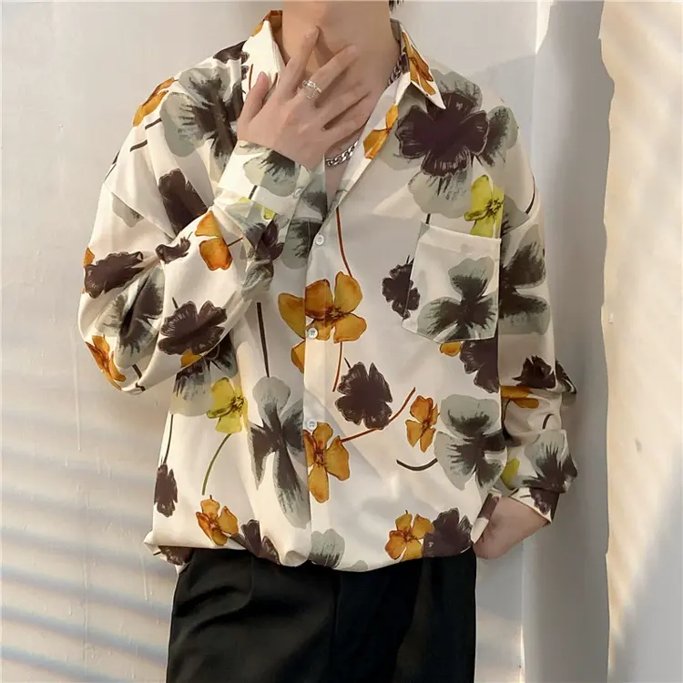Men's Vintage Print Long Sleeve Button-Up Shirt - Multicolor AK - 3XL - image 38