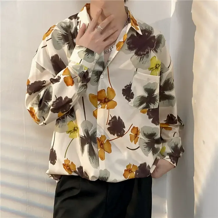 Men's Vintage Print Long Sleeve Button-Up Shirt - Multicolor AK - 3XL - image 38