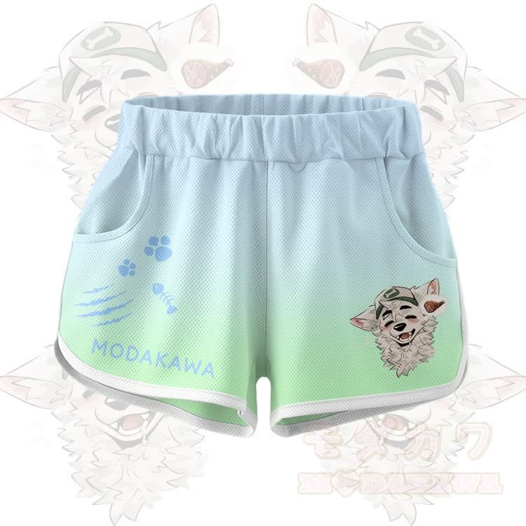 MODAKAWA X atka Fox Wants Meat Graphic Crop Tank Sport Top Shorts Bikini Matching Outfit - Green Shorts - 5XL - image 7