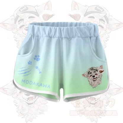 MODAKAWA X atka Fox Wants Meat Graphic Crop Tank Sport Top Shorts Bikini Matching Outfit - Green Shorts - 5XL - image 7