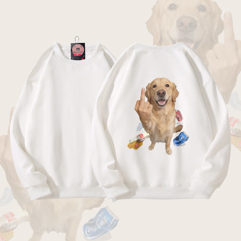 MODAKAWA Defiant Dog Graphic Unisex Sweatshirt - White - 5XL - image 3