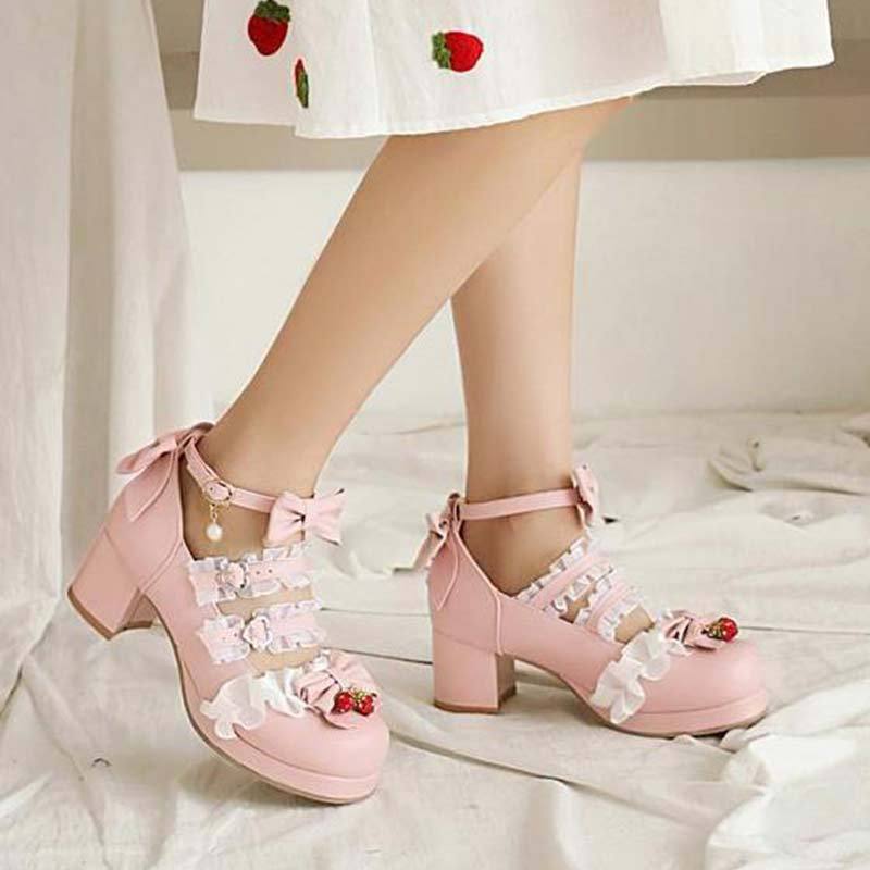 Lace Bow Lolita Kitten Heel Mary Janes Shoes - image 6