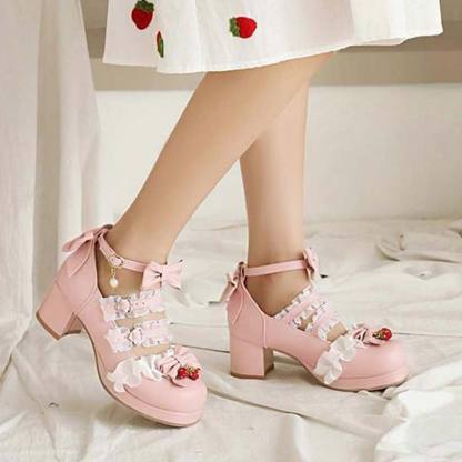 Lace Bow Lolita Kitten Heel Mary Janes Shoes - image 6