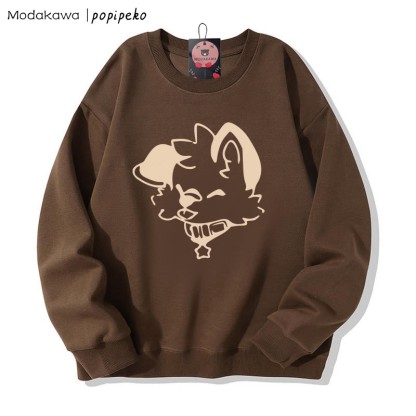 MODAKAWA X popipeko Puppy Print Round Collar Sweatshirt - Brown A - 5XL - image 5