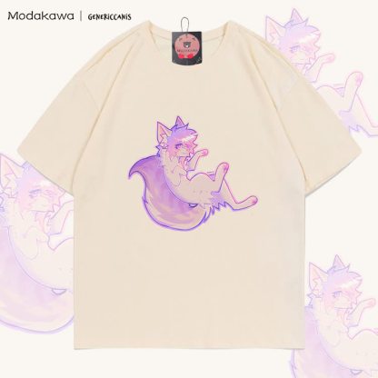 MODAKAWA X genericcanis Fox Graphic 100% Cotton T-shirt - Apricot - 5XL - image 3