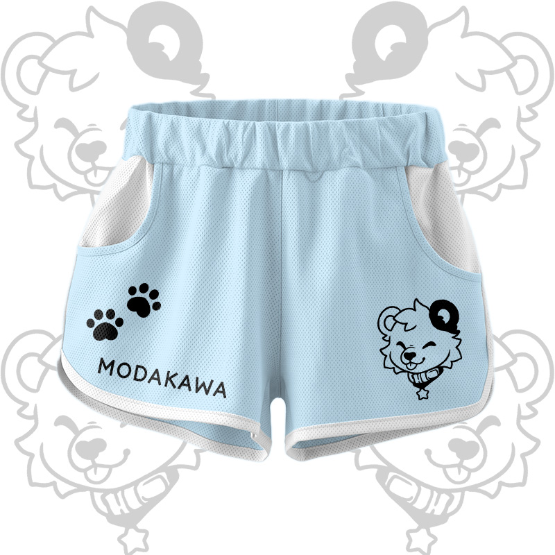 Bear Graphic Crop Tank Sport Top Shorts Bikini Modakawa Matching Outfit - Blue Shorts - 5XL - image 11