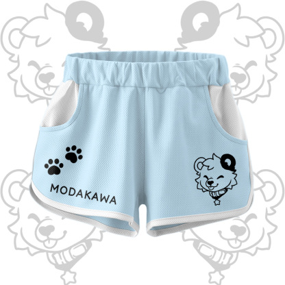 Bear Graphic Crop Tank Sport Top Shorts Bikini Modakawa Matching Outfit - Blue Shorts - 5XL - image 11