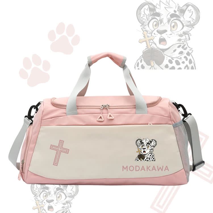 Leopard Cross Graphic Modakawa Large Capacity Sports Gym Duffel Bag - Pink - 55*28*26 cm - image 4