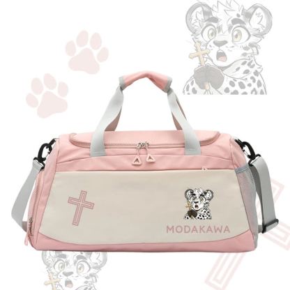 Leopard Cross Graphic Modakawa Large Capacity Sports Gym Duffel Bag - Pink - 55*28*26 cm - image 4