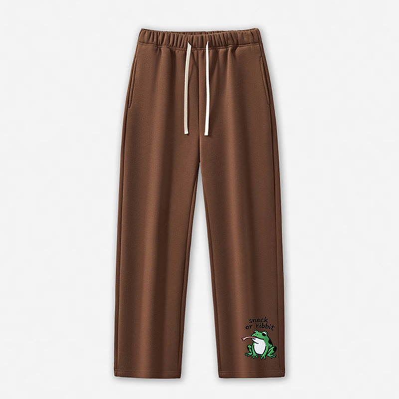 SNACK OR RIBBIT Frog Graphic Casual Pants - Brown - 5XL - image 10