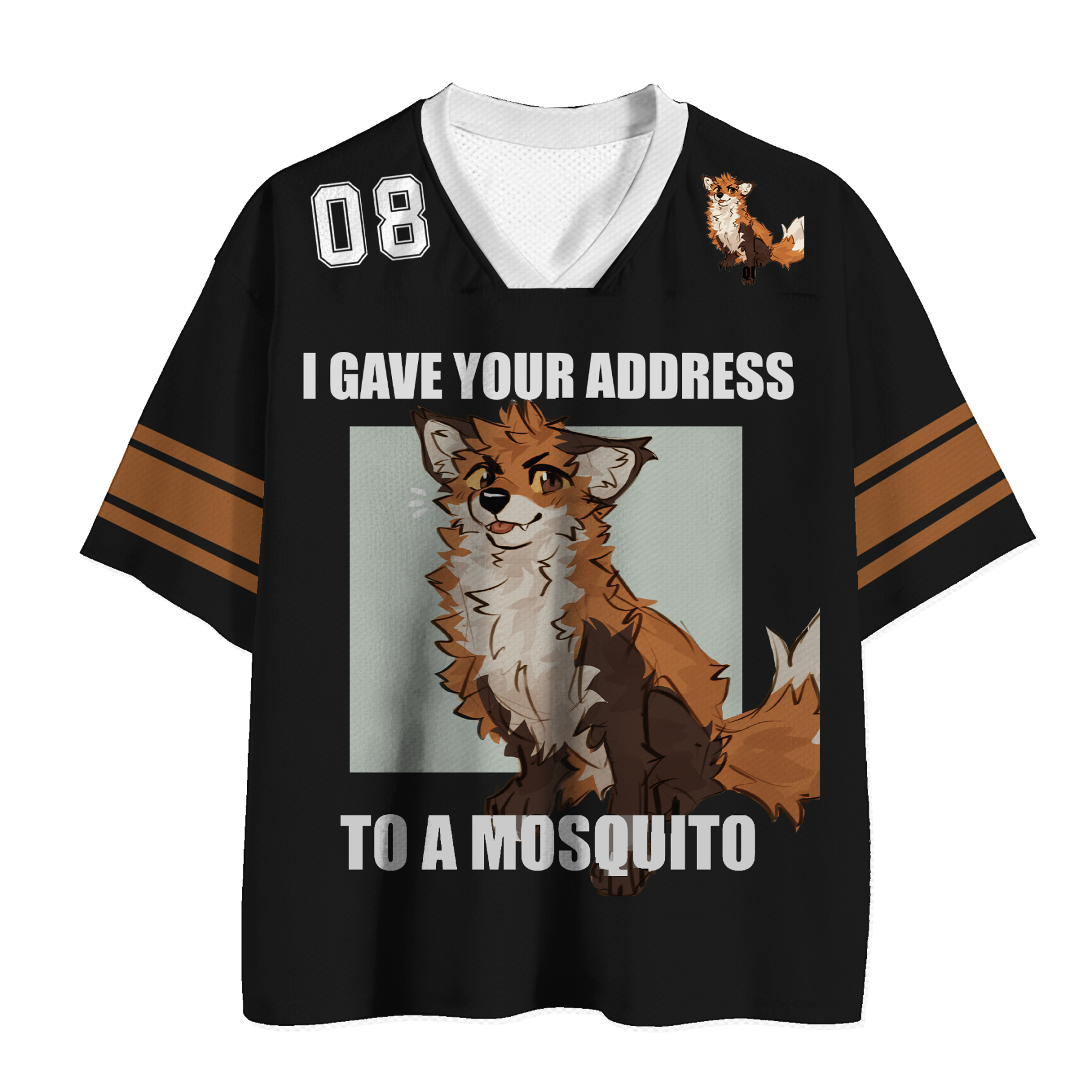  MODAKAWA X atka I GAVE YOUR ADDRESS TO A MOSQUITO Fox Number Graphic Vintage Mesh Jersey T-shirt - image 2