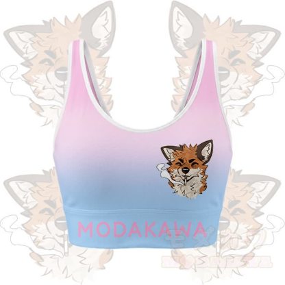 MODAKAWA X atka Smoking Fox Graphic Crop Tank Sport Top Shorts Bikini Matching Outfit - Pink Top - 5XL - image 4