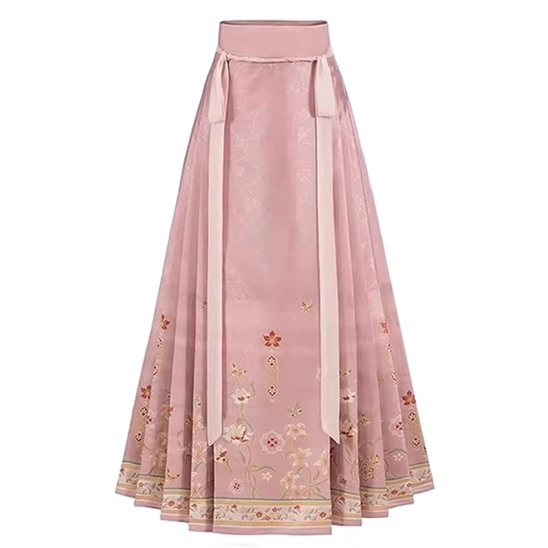 Vintage Buckle Flower Embroidery Top Horse-face Skirt - Skirt - XL - image 3