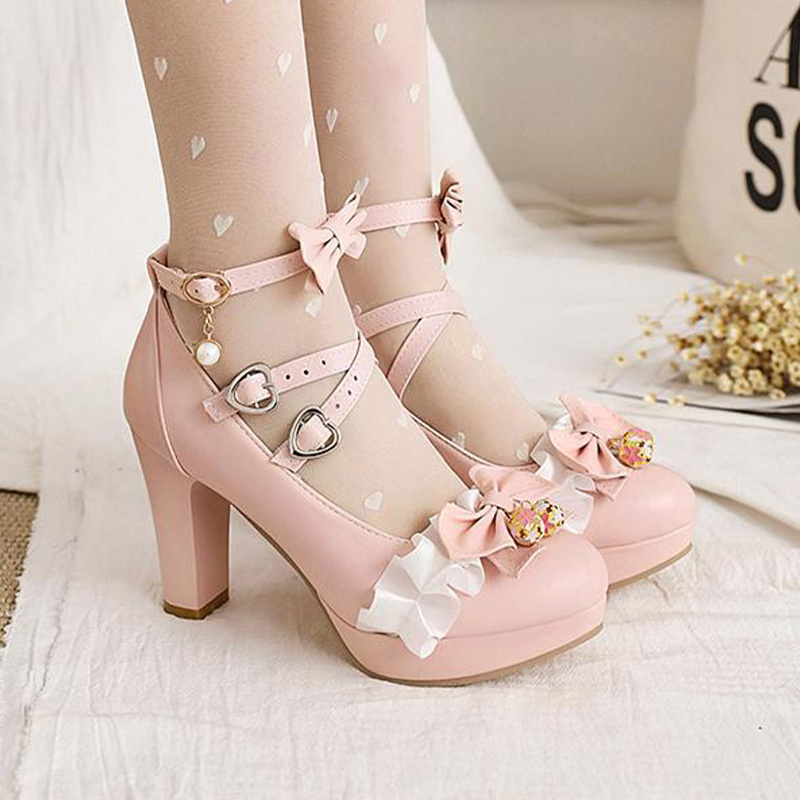 Sweet Lace Bow Lolita Mary Janes Shoes - image 1