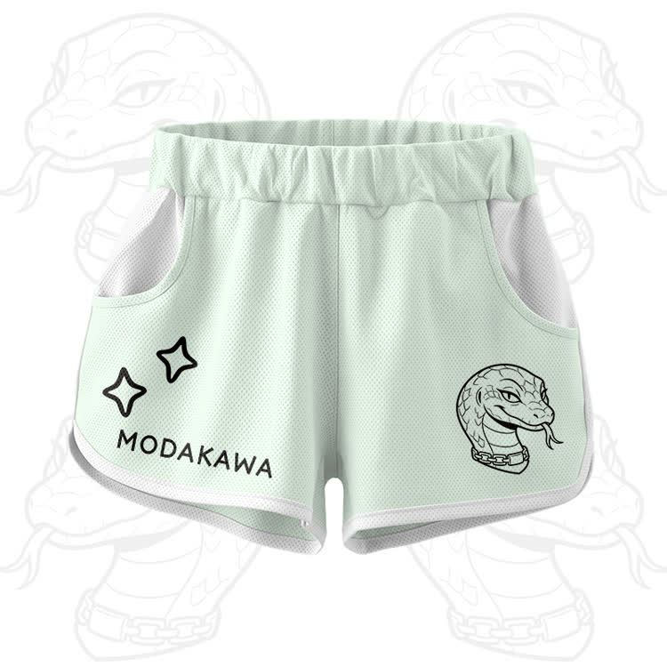 Snake Graphic Crop Tank Sport Top Shorts Modakawa Matching Outfit - Green Shorts - 5XL - image 8