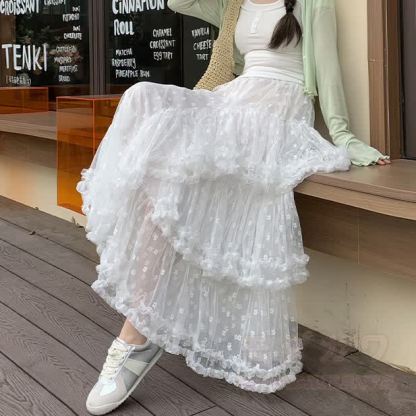 American Style Sweatshirt And White Lace Skirt Two Pieces Set - image 4