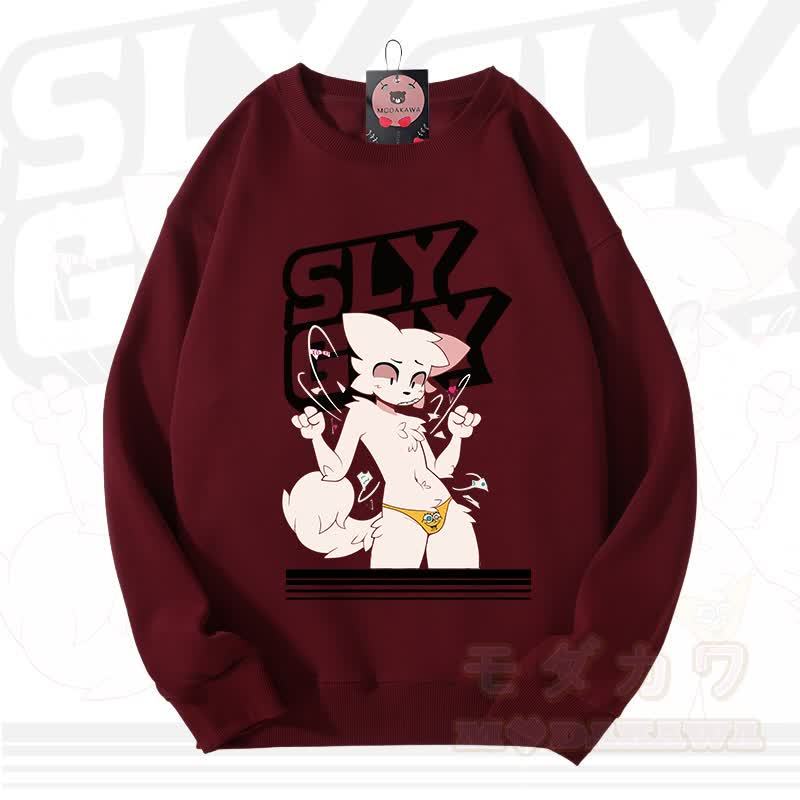 MODAKAWA X zarckets SLY GUY Fox Graphic Unisex Sweatshirt - Wine - 3XL - image 9