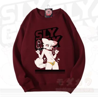 MODAKAWA X zarckets SLY GUY Fox Graphic Unisex Sweatshirt - Wine - 3XL - image 9