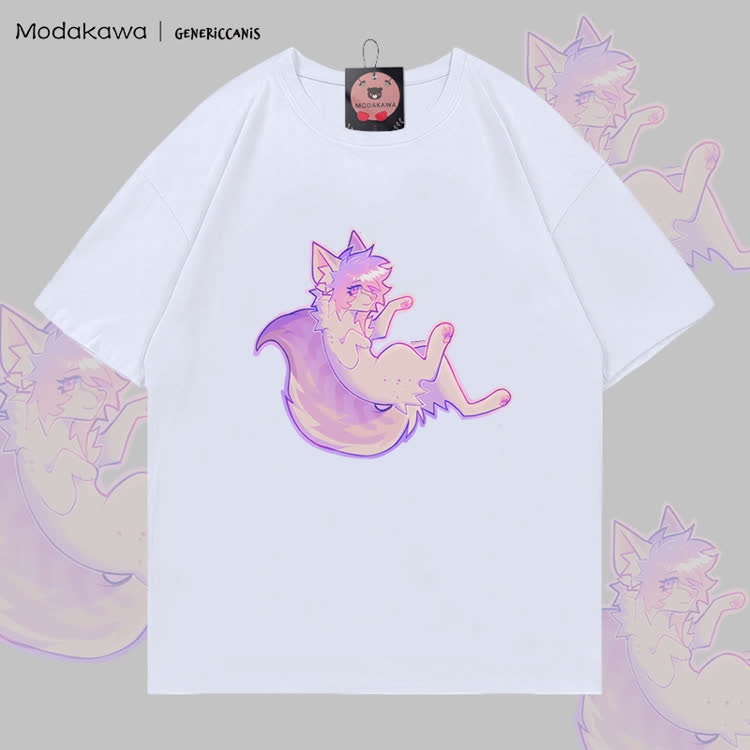 MODAKAWA X genericcanis Fox Graphic 100% Cotton T-shirt - White - 5XL - image 4