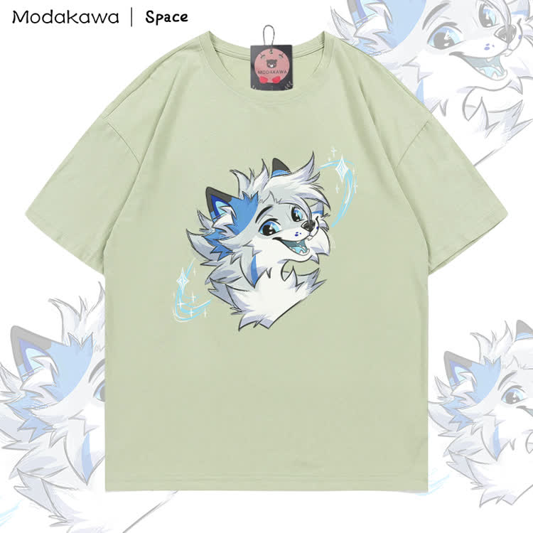 MODAKAWA X Space Barker Smile Graphic 100% Cotton T-shirt - Green - 5XL - image 5