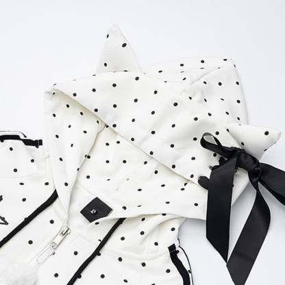 High Quality Durable Press Polka Dot Bow Zip Up Hooded Jacket - image 4