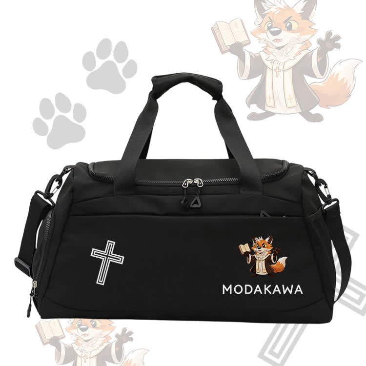Fox Priest Graphic Modakawa Large Capacity Sports Gym Duffel Bag - Black - 55*28*26 cm - image 3