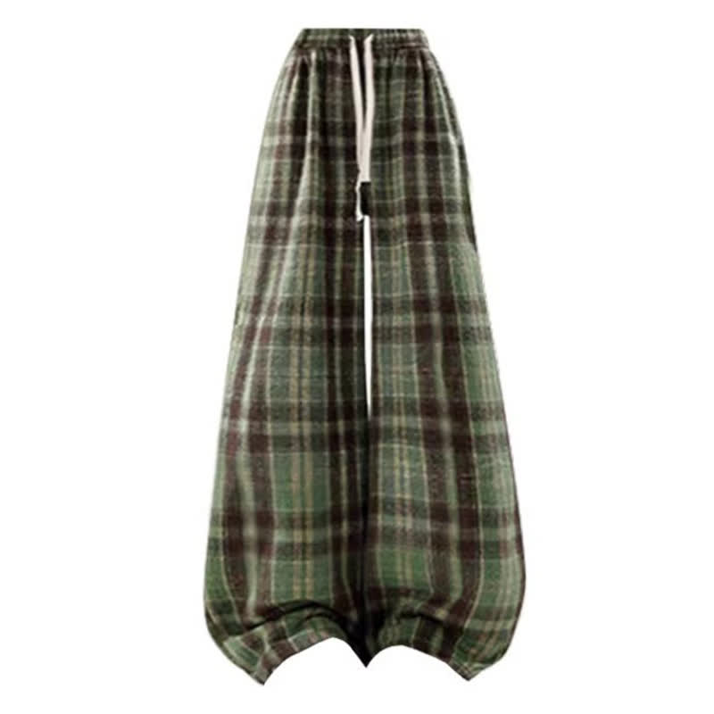 Casaul Double Zip Cropped Top Plaid Wide Leg Pants Two Pieces Set - Pants - 3XL - image 5