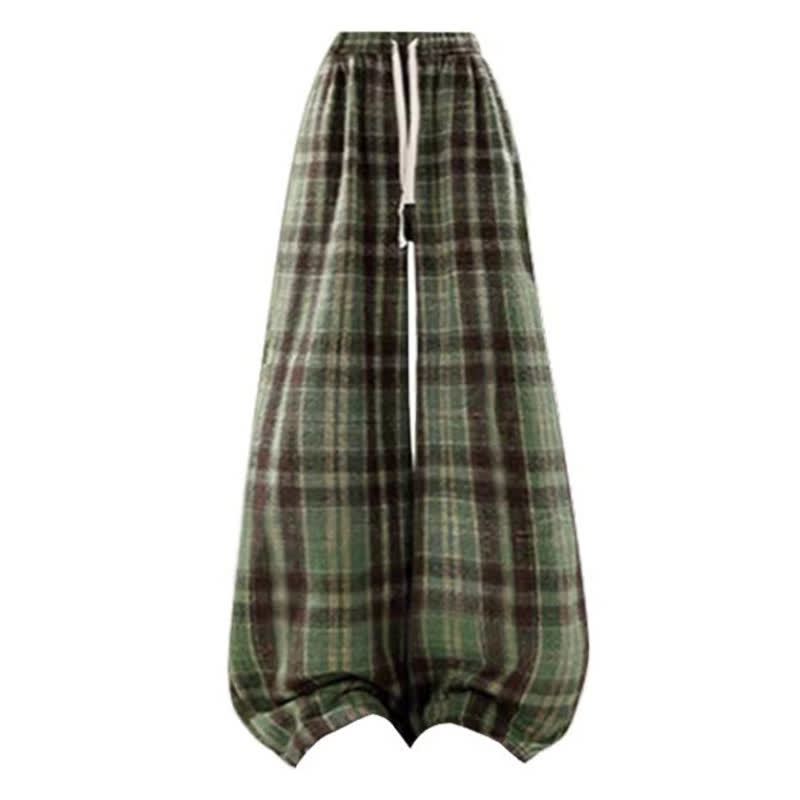 Casaul Double Zip Cropped Top Plaid Wide Leg Pants Two Pieces Set - Pants - 3XL - image 5