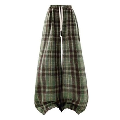 Casaul Double Zip Cropped Top Plaid Wide Leg Pants Two Pieces Set - Pants - 3XL - image 5