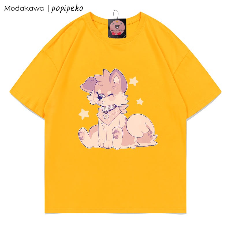 MODAKAWA X popipeko Puppy Print T-shirt - Yellow - 5XL - image 7