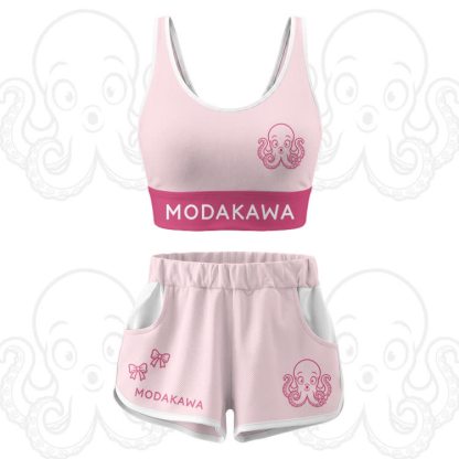 Octopus Graphic Crop Tank Sport Top Shorts Modakawa Matching Outfit - Pink Set - 5XL - image 16
