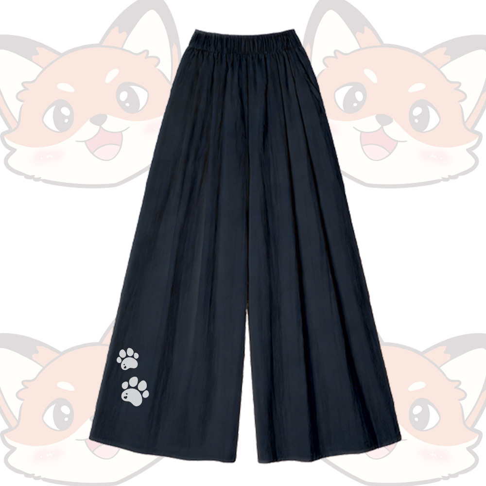 Fox Graphic U-Neck T-shirt Wide Leg Pants Modakawa Matching Outfit - Black Pants - XL - image 6