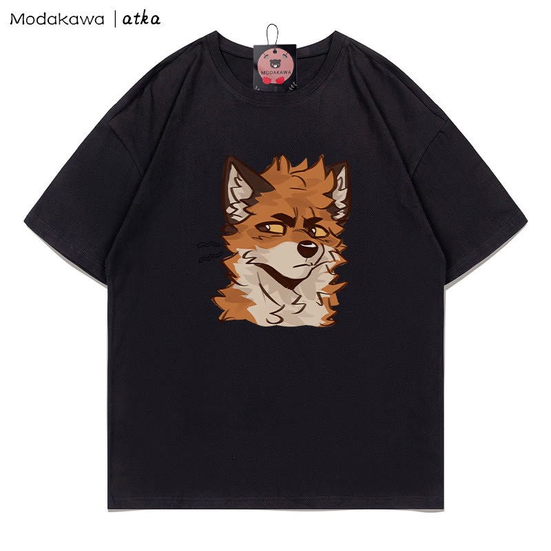 MODAKAWA X atka Cheeky Fox Face Graphic T-shirt - Black - 5XL - image 4